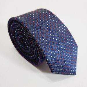 MAX Blue Geometric Men's Neck Tie Jacquard Fabric 60x2.5" Skinny